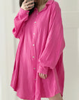 Musselin Bluse, long oversize, Sakura