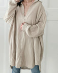 Musselin Bluse, oversize, Engelsflügel, Beige