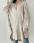 Musselin Bluse, oversize, Engelsflügel, Beige