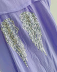 Musselin Bluse, oversize, Engelsflügel, Violett