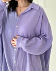 Musselin Bluse, oversize, Engelsflügel, Violett