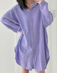 Musselin Bluse, oversize, Engelsflügel, Violett