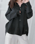 Musselin Bluse, regular, Schwarz