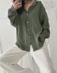 Musselin Bluse, regular, Khaki