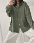 Musselin Bluse, regular, Khaki