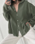 Musselin Bluse, regular, Khaki