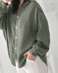 Musselin Bluse, regular, Khaki