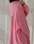 Musselin Bluse, long oversize, Rosa