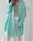 Musselin Bluse, long oversize, Melon
