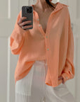 Musselin Bluse, regular, Apricot