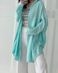 Musselin Bluse, long oversize, Melon