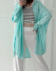 Musselin Bluse, long oversize, Melon