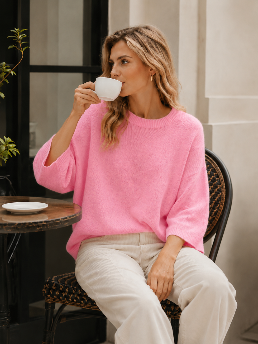 Pullover, Alpaka, Rundhalsausschnitt, 3/4 Ärmel, 6 Farben