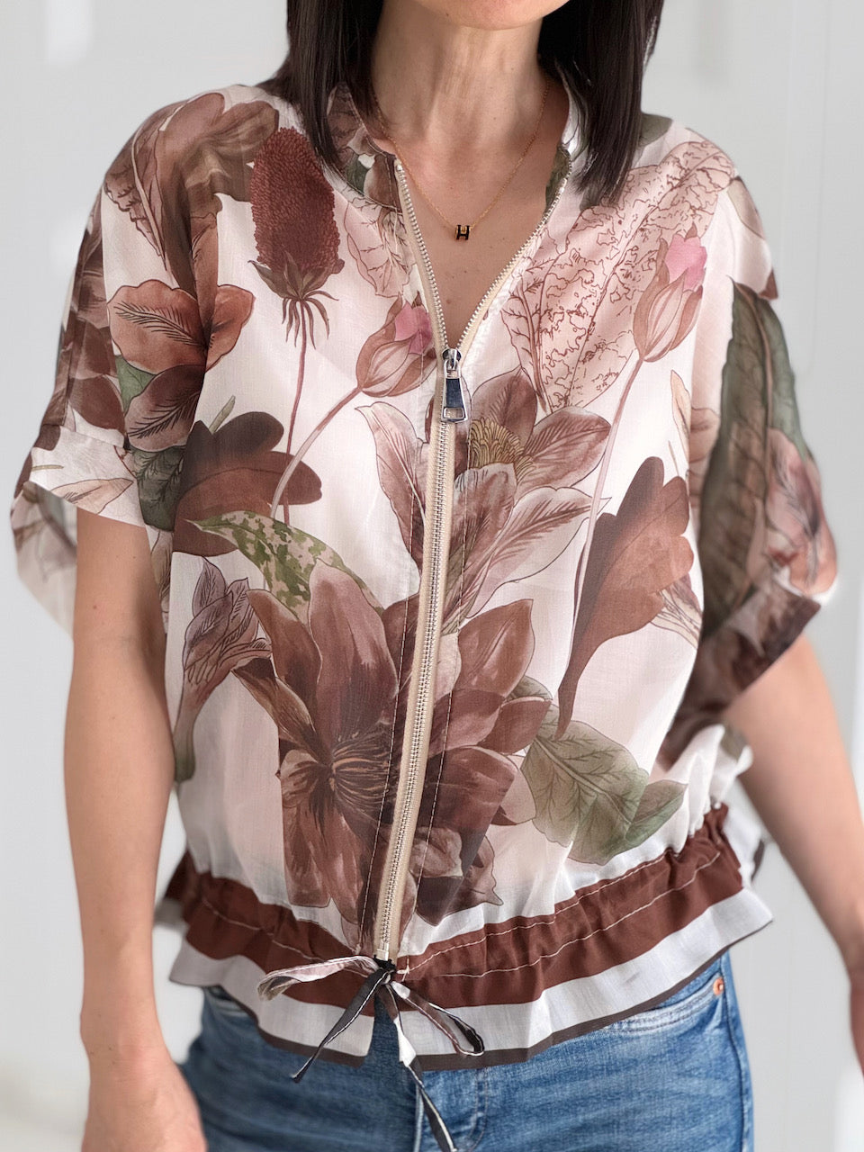 leichte Zip-Jacke, Floral