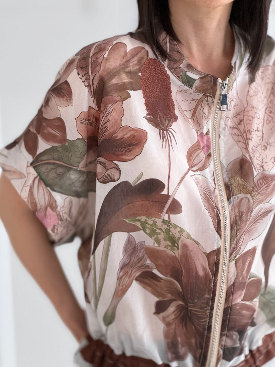 leichte Zip-Jacke, Floral