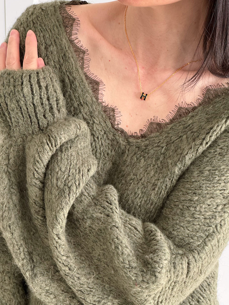 Pullover, Spitzen-V-Ausschnitt, 7 Farben