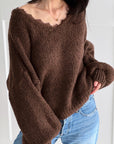 Pullover, Spitzen-V-Ausschnitt, 7 Farben