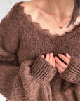 Pullover, Spitzen-V-Ausschnitt, 7 Farben