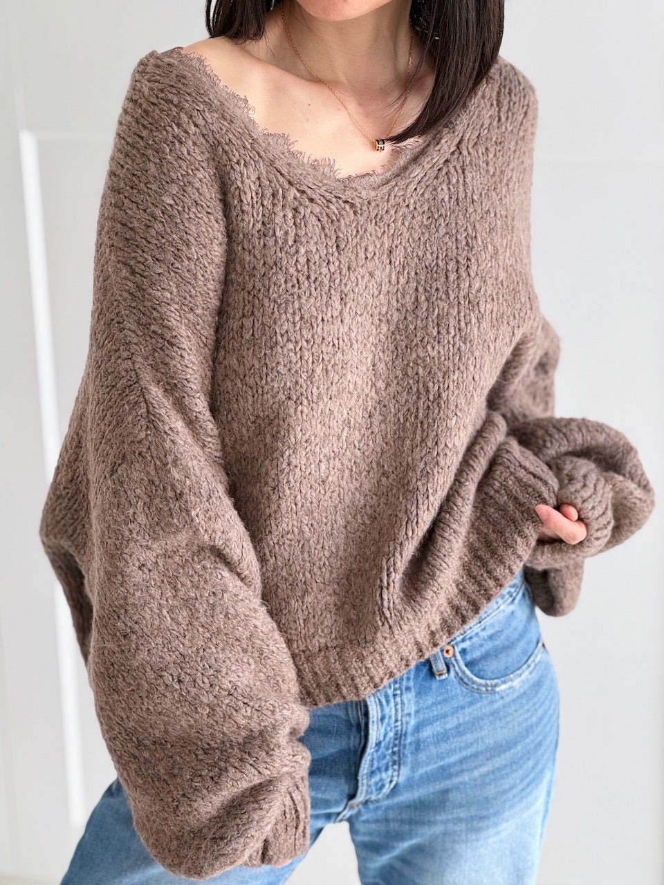 Pullover, Spitzen-V-Ausschnitt, 7 Farben