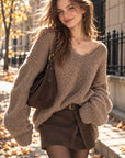 Pullover, Spitzen-V-Ausschnitt, 7 Farben