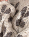 Pullover, Blumen, Ballonärmel, Beige-Taupe