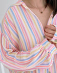 Musselin Bluse, bunte Streifen, 4 Farben