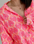 Musselin Bluse, Palmenblätter, Weiß, 2 Farben