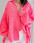 Musselin Bluse, Palmenblätter, 4 Farben