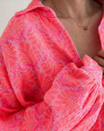 Musselin Bluse, Palmenblätter, 4 Farben