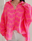 Musselin Bluse, Palmenblätter, 4 Farben