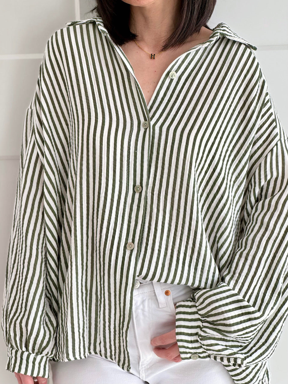 Musselin Bluse, Streifen I, 10 Farben