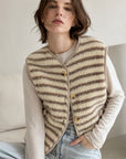 Teddyweste, Streifen, Creme-Taupe
