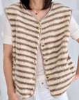 Teddyweste, Streifen, Creme-Taupe