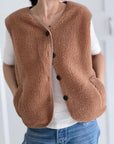 Teddyweste, Unifarbe, Camel