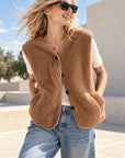 Teddyweste, Unifarbe, Camel