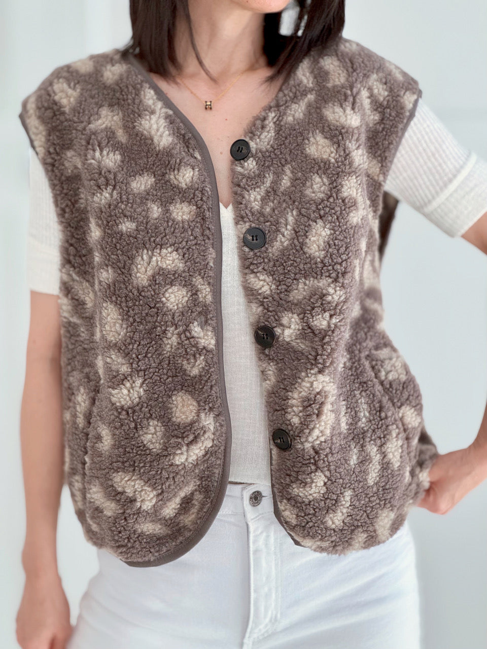 Teddyweste, Leo, Taupe-Beige
