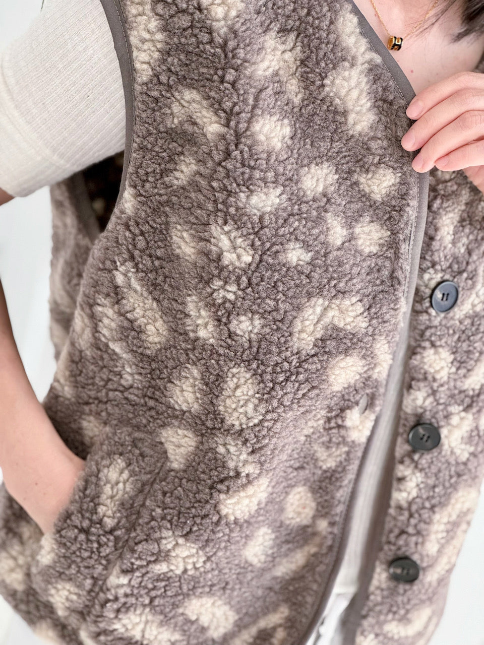 Teddyweste, Leo, Taupe-Beige