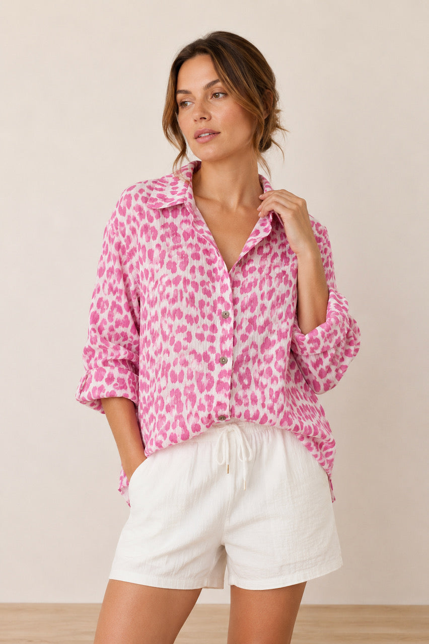 Musselin Bluse, Wild-Leo, Beere