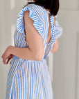 Musselin Kleid, rückenfrei, ärmellos, Streifen, 2 Farben