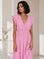 Musselin Kleid, rückenfrei, ärmellos, feine Streifen, Rot-Rosa