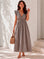 Musselin Kleid, rückenfrei, ärmellos, Streifen, Schoko-Taupe