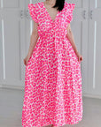 Musselin Kleid, rückenfrei, ärmellos, Rosa-Leo