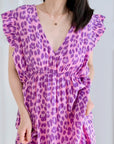 Musselin Kleid, rückenfrei, ärmellos, Wild-Leo, Violett