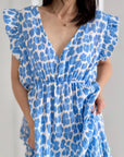 Musselin Kleid, rückenfrei, ärmellos, Wild-Leo, Blau