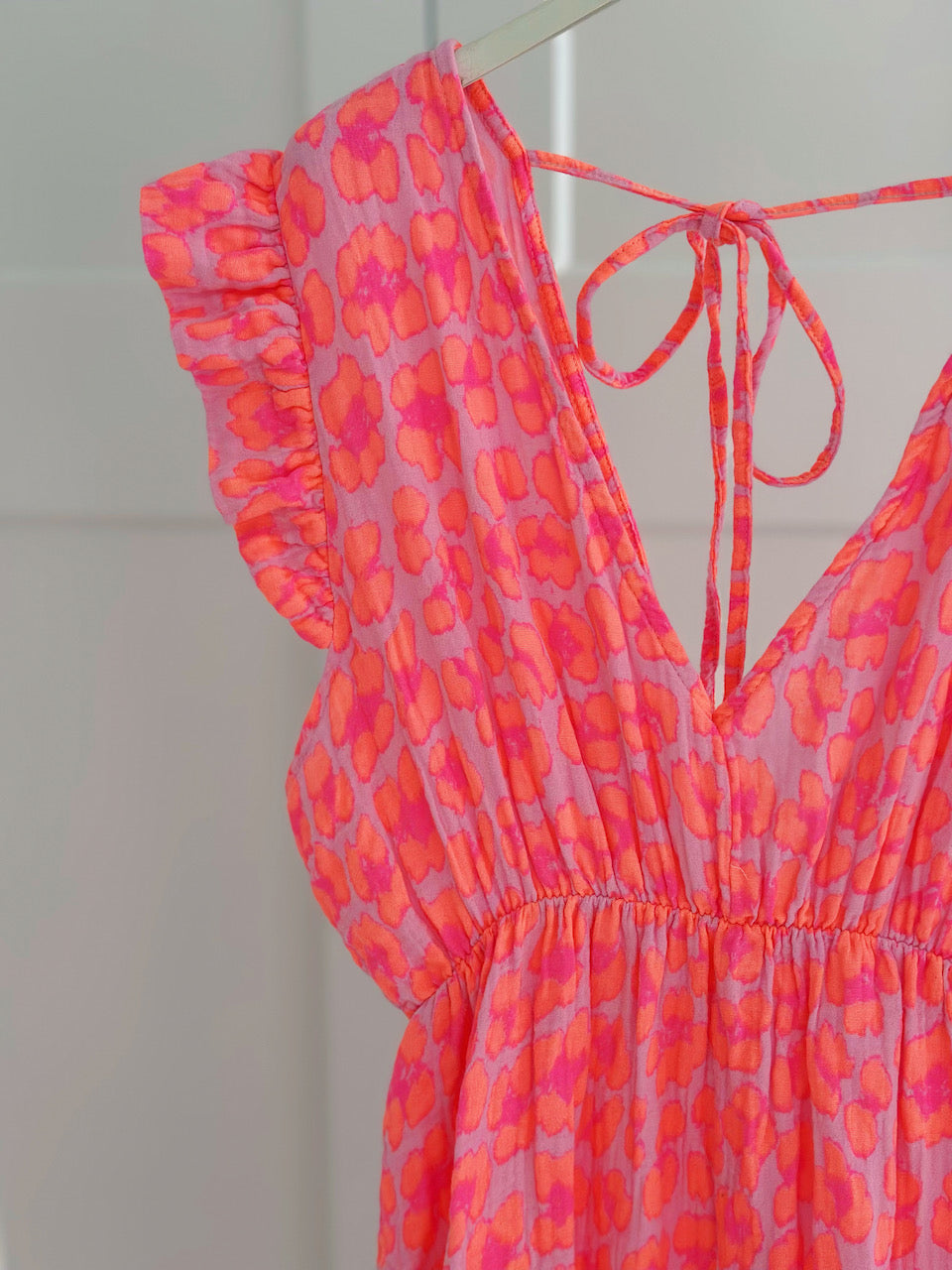 Musselin Kleid, rückenfrei, ärmellos, Peach-Leo