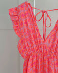 Musselin Kleid, rückenfrei, ärmellos, Peach-Leo