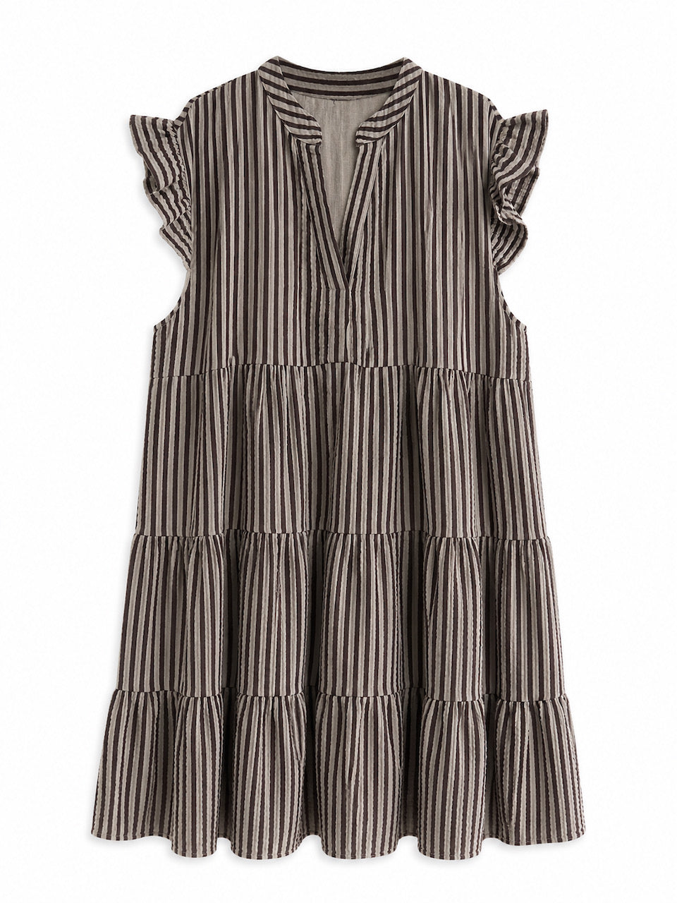 Musselin Tunika, Streifen, Schoko-Taupe