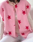 Teddyweste, Groß, Sterne, Rosa