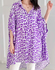 Musselin Bluse, Batwing, Oversize, Lila-Leo