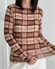 Cashmere Longsleeves, Karo-II, Kaffee